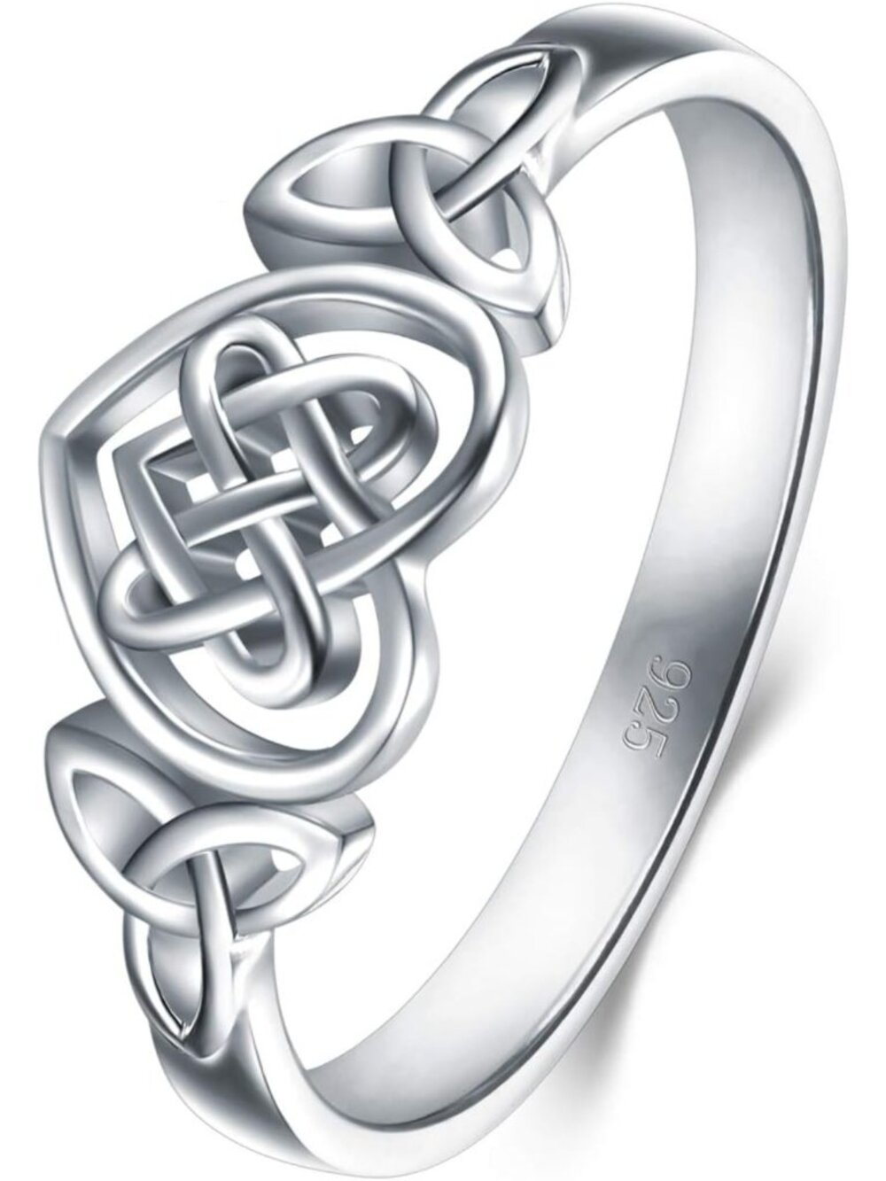 Sterling Silver Celtic Knot Heart Eternity Ring, Sizes 4-12, Elegant Jewelry